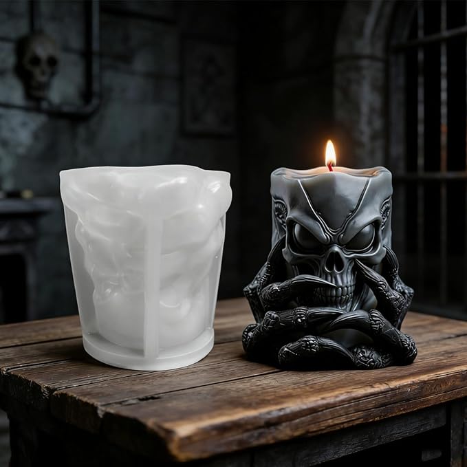 Demon Claw Skull Shape Candle Molds, Gothic Weird Silicone Mold - Image 3