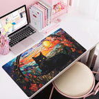 Mechanical Cattle Black Cat Desk Mat Vintage Sunset XXL Large Mouse Pad Laptop - Image 8
