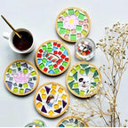 4PCS Mosaic Bamboo Coasters for Crafts, Blank Base Trays, Drinking Cup Coaster - Image 5