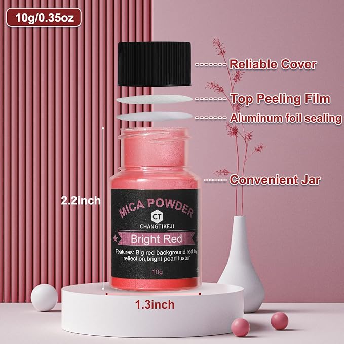 CHANGTIKEJI Mica Powder，48 Colors - 10g/Bottle of Natural Pigment Powder - Image 3