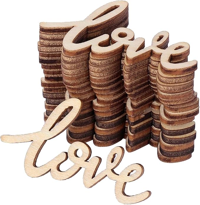 30pcs Little Love Wood Crafts DIY Cutout Wooden Slices Embellishments by Creaides