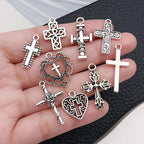 WOCRAFT 60pcs Antique Silver Cross Bracelet Charms - Image 2