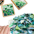 LITMIND 1.1LB Green Mixed Irregular Glass Scraps Mosaic Tiles - Image 2