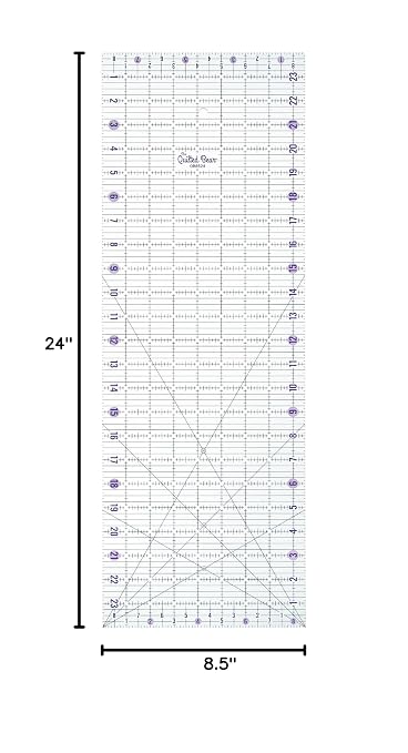The Quilted Bear Rectangular Acrylic Quilting Ruler, 8.5" x 24" | Non-Slip - Image 8