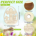 36PCS Wooden Easter Ornaments to Paint, Christian DIY Blank Unfinished Wood Egg - Image 6