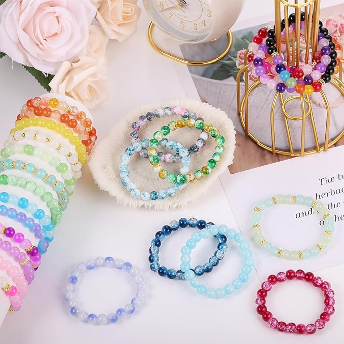 8mm Glass Beads Bracelet Making Kit, Funtopia Round Glass Beads - Image 4