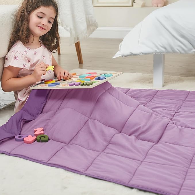 Purple Weighted Blanket Kids 3lbs, Cooling Heavy Throw Blanket - Image 4