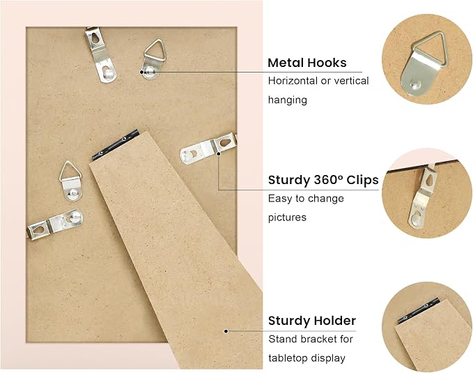 4x6 Picture Frame with Real Glass, Wooden cute 4 x 6 Photo Frame with Wavy Mat - Image 4