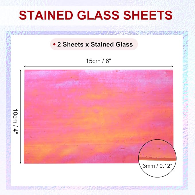 PATIKIL 4 x 6 Inch Transparent Stained Glass Sheets, 2 Sheets Mosaic Glass - Image 2