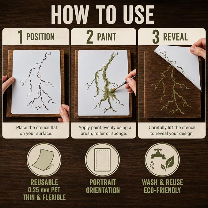 Lightning Bolt Stencil | Reusable Nature Street Art Inspirational Graffiti - Image 4
