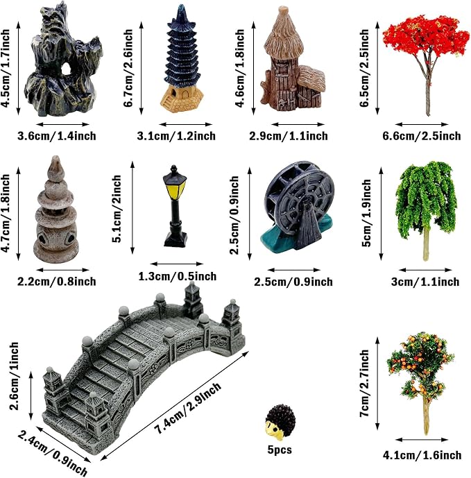 Cayway Outdoor Fairy Garden Miniatures Mini Zen Garden Accessories, Artificial - Image 3