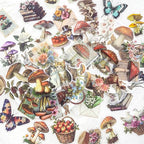 YOKSAS 50PCS Vintage Nature Mushroom Clear Scrapbook Stickers – Retro Botanical by YOKSAS
