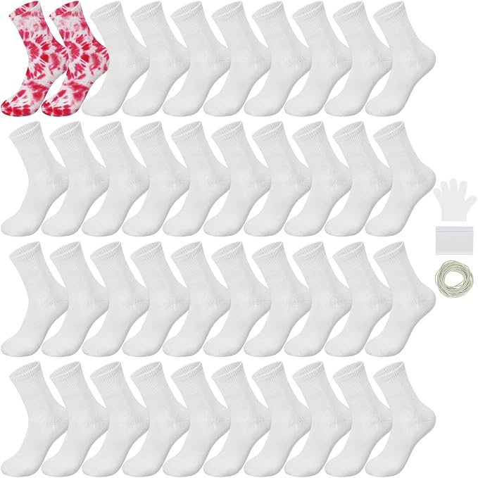 Silkfly White Cotton Socks for Tie Dye White Crew Ankle Socks Tie Dye kit Party by Silkfly