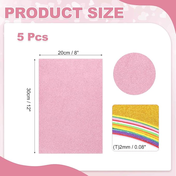 MECCANIXITY 5 Sheets Pink Shiny Foam Sheets - Image 2