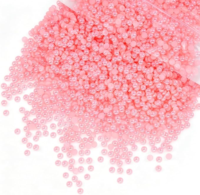 qiipii 7500PCS 2mm Tiny Dark Pink Half Round Pearls by qiipii