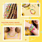 Simetufy 1200 pcs Pony Beads 6x9mm Glitter Clear Plastic Beads Transparent Beads - Image 4