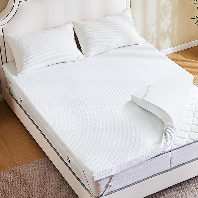 DUMOS 4 Inch Gel Memory Foam Mattress Topper Queen Size, Cooling Breathable - Image 2