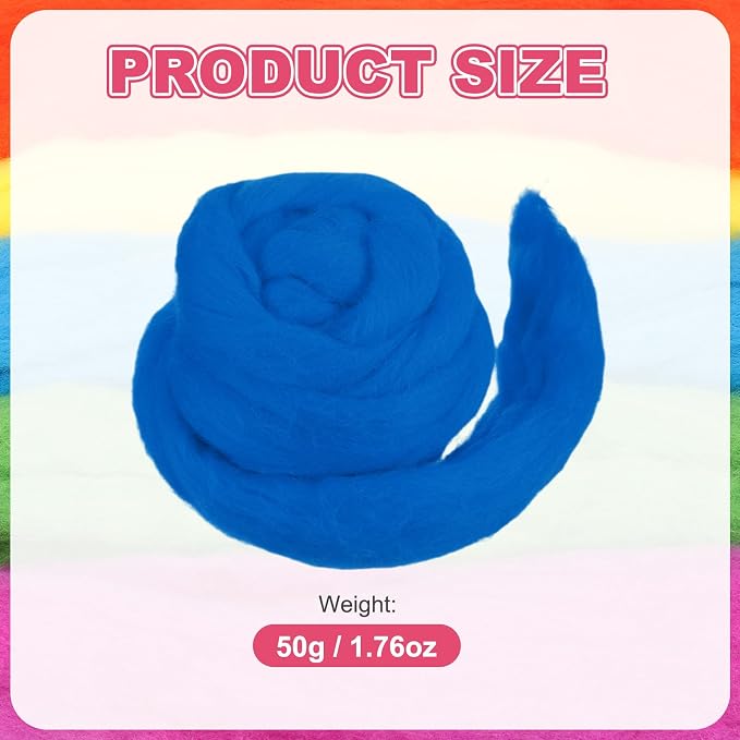 MECCANIXITY Wool Roving Yarn Soft Felting Wool 50g/1.76oz Pure Chunky Roving - Image 2