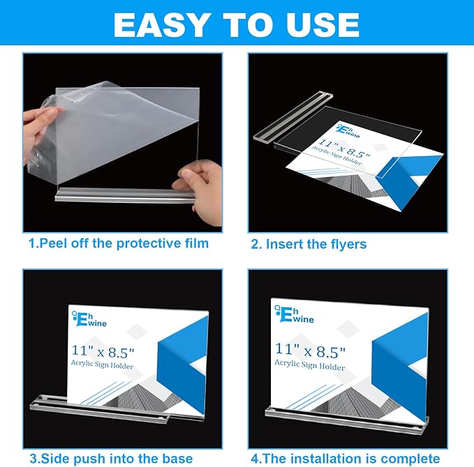EHWINE Acrylic Sign Holder 8.5 x 11, 10 Pack Horizontal Double-Sided Stand | - Image 5