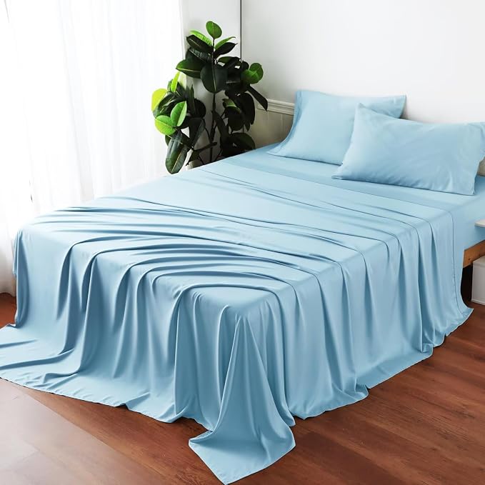 Bamboo Viscose Flat Sheets Only, 400 Thread Count Sateen Weave Cal King Size - Image 7