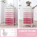 Rolling Cart with Drawers, Storage Cart with 8 Drawers and Wooden Tabletop - Image 5