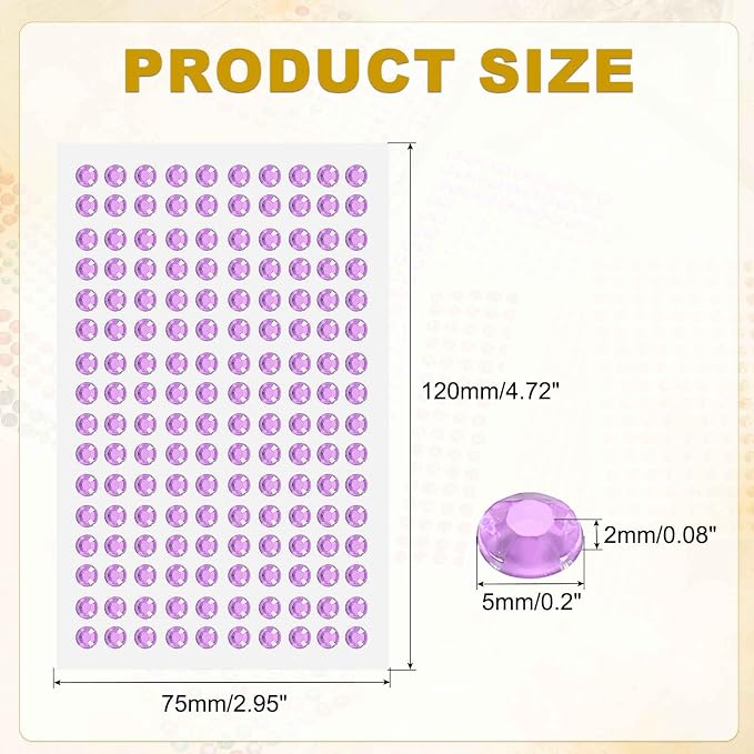 HARFINGTON 5 Sheet/800pcs Rhinestone Adhesive Stickers Self Adhesive Acrylic - Image 2