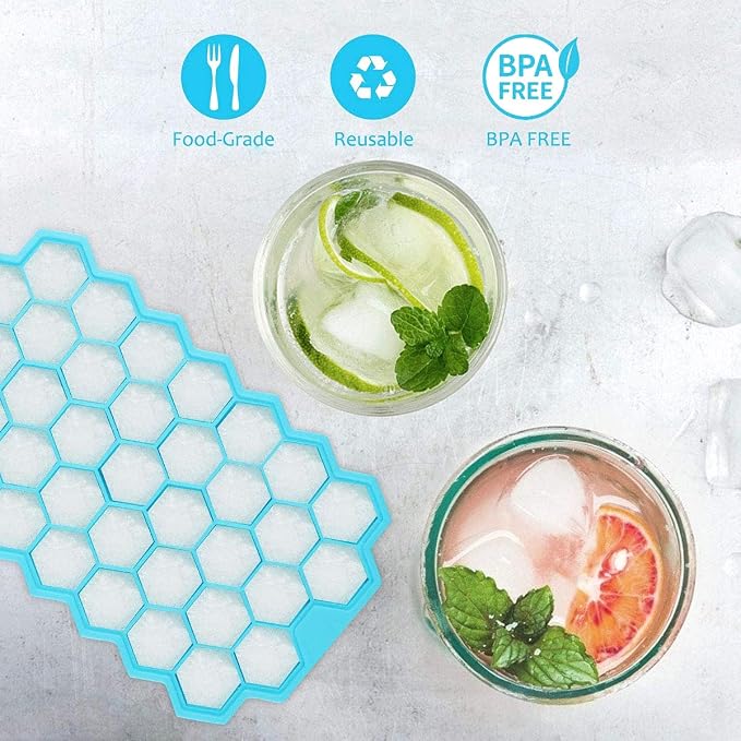 Azyh Ice Cube Trays with Lid, 2 Pack Silicone Ice Cube Trays with Lid-37 Grid - Image 6
