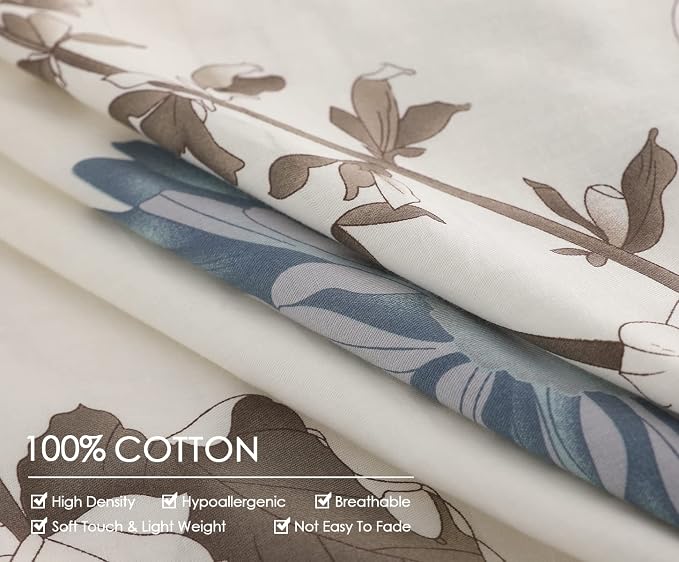 SLEEPBELLA Duvet Cover King, 600 Thread Count Cotton Botanical Flowers Pattern - Image 5