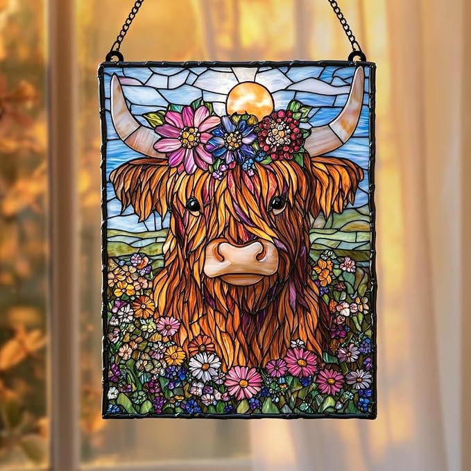 Highland Cow Acrylic Suncatcher by Unknown