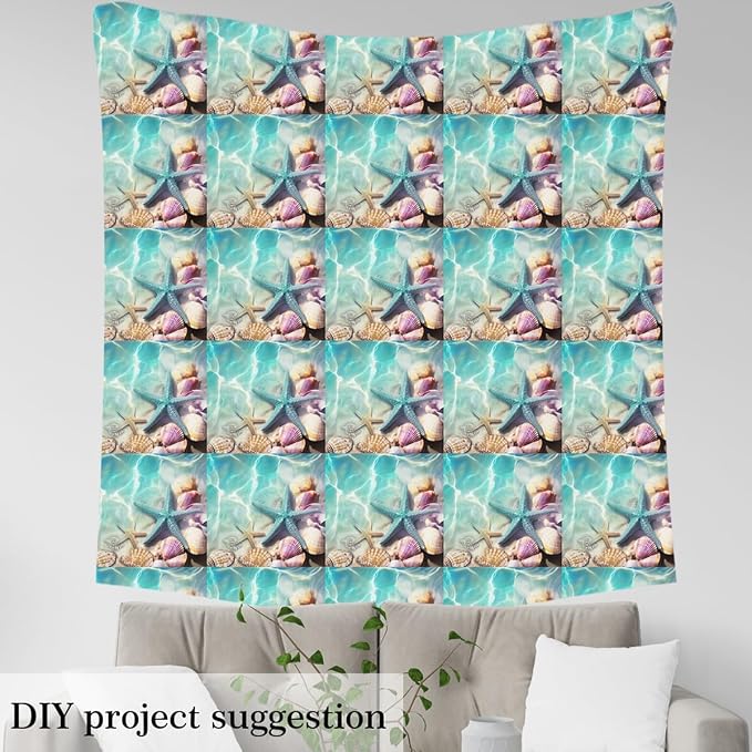 Erosebridal Starfish Flannel Fabric by The Yard Sea Beach Soft Not Stretchy - Image 3
