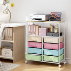 Rolling Cart with 8 Drawers, Storage Drawer Cart with Wooden Tabletop, Lockable - Image 2