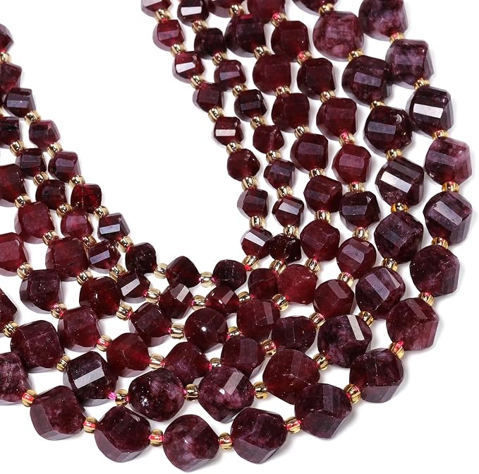 42pcs Natural Garnet Stone Beads by Yochus