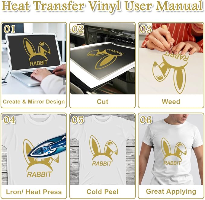 Flasoo Heat Transfer Vinyl Rolls, Compatible - Image 6