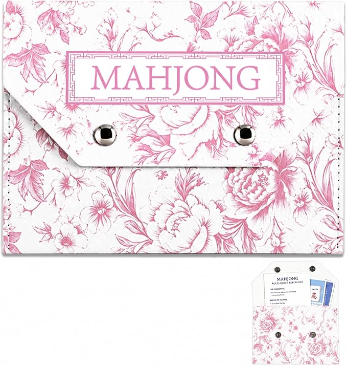 Wiooffen Leather Mahjong Card Clutch Holder Pouch Chinoiserie Mahjong Card by Wiooffen