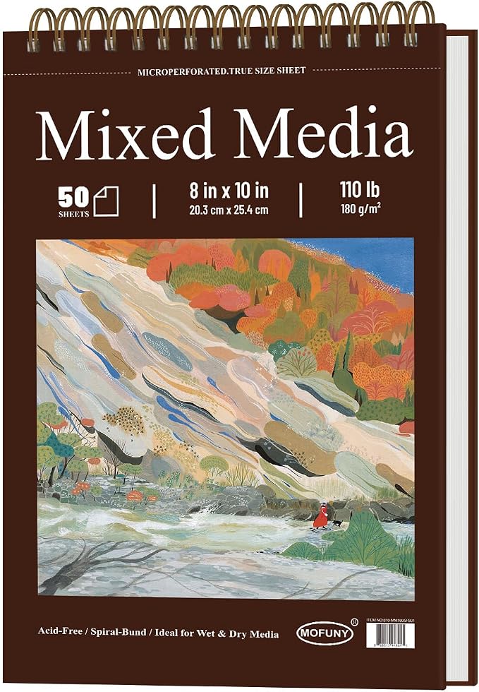 Mofuny Mixed Media Sketchbook 8x10, 50 Sheets - 110lb/180gsm Mixed Media Paper by SketchBook