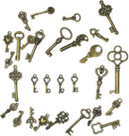 125 PCS Vintage Skeleton Key Set Charms, JIALEEY Mixed Antique Style Bronze - Image 3