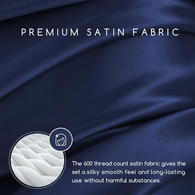 MR&HM Satin Bed Sheets, Twin Size Sheets Set - Image 2