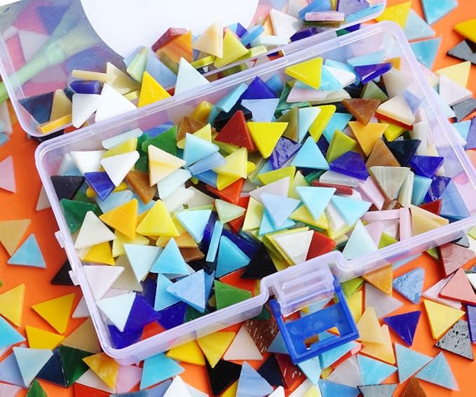 Lanyani 800 Pieces Triangle Mosaic Tiles Stained Glass 5/8 inch- Assorted Colors - Image 6