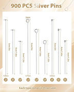 FIVEIZERO 900 PCS Eye Pins and Flat Head Pins - Image 2