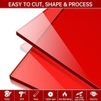 Red Acrylic Sheet 12" x 16", 2 Pack 1/8" Thick Translucent Cast Plexiglass - Image 4