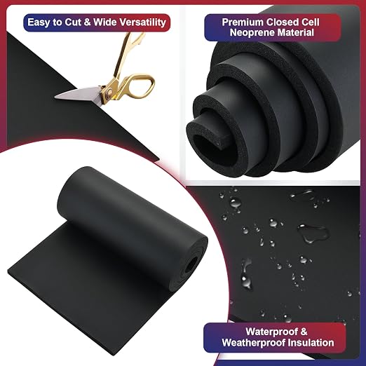 NYXOVA Neoprene Sponge Foam Sheet Roll, Closed Cell Foam Rubber Padding Without - Image 3