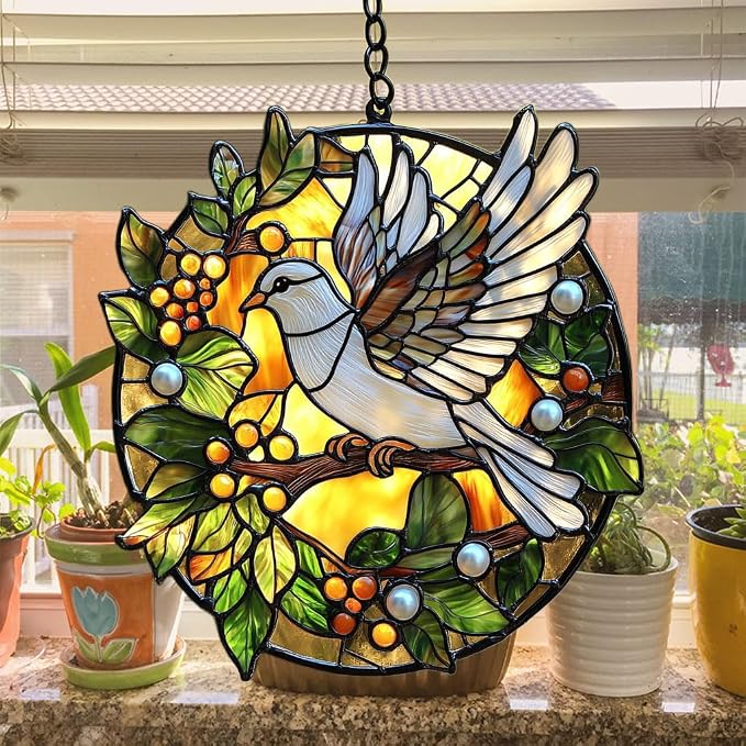 Peaceloving Dove Acrylic Suncatcher Stained Glass Effect Window Car Hanging - Image 4