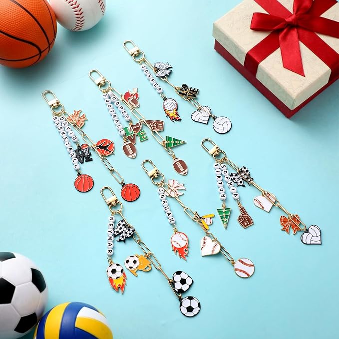 CraftyDream 558 Pcs Sports Keychain Making Kit Sports Charms DIY Key Chain - Image 7