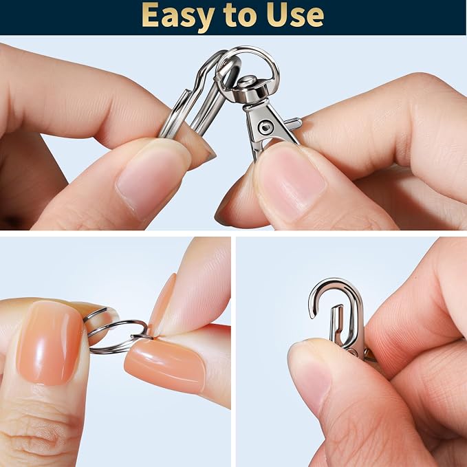 LEOBRO 60 PCS Lobster Claw Clasps and Key Rings, Keychain Clips and Key Chain - Image 6