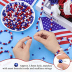DUQGUHO Red White and Blue Beads, 4th of July Beads 8mm Patriotic Beads - Image 4