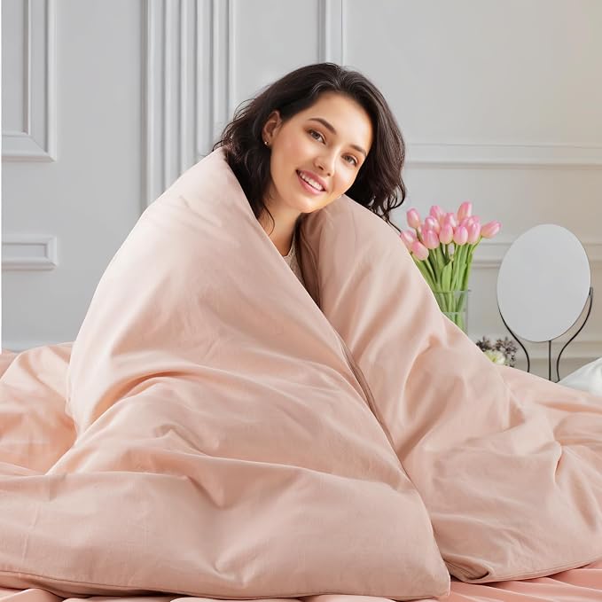 NEXHOME PRO Duvet Cover Set Oversized Queen 98"x98" Linen Look Textured Organic - Image 8