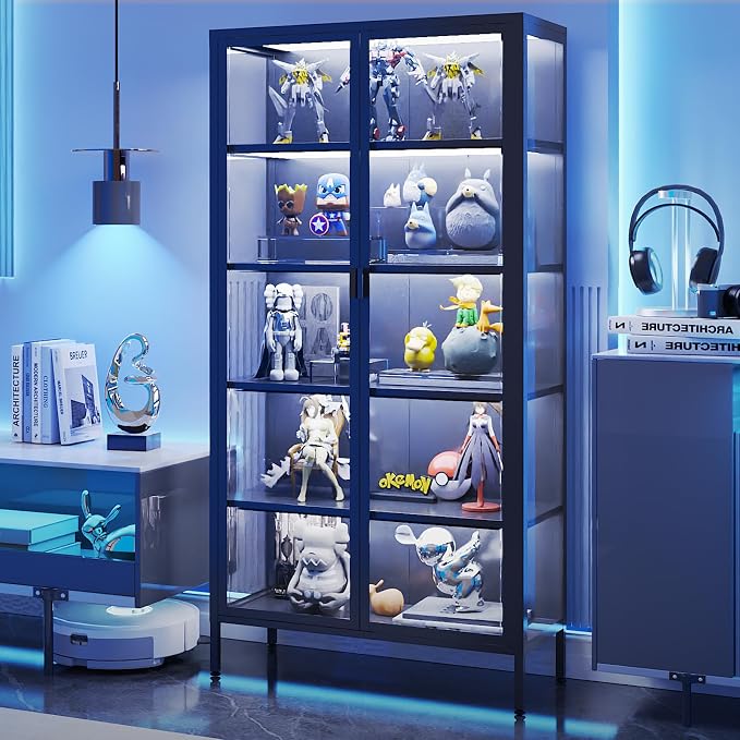 71" H Display Cabinet with Glass Doors, Display Case with LED Sensor Lights by StorageSolutionforHome