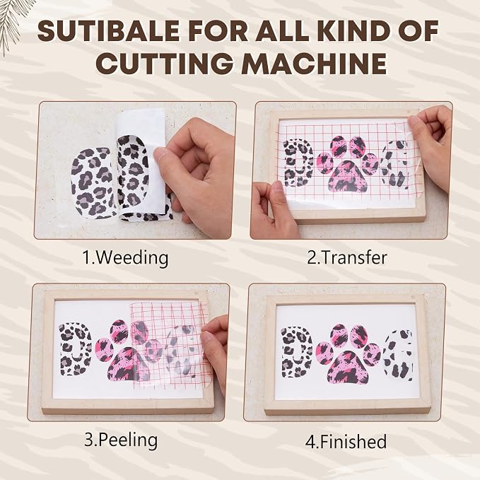 Tintnut Black White Leopard Permanent Vinyl Adhesive Vinyl 8 Pcs 12x10in | - Image 3