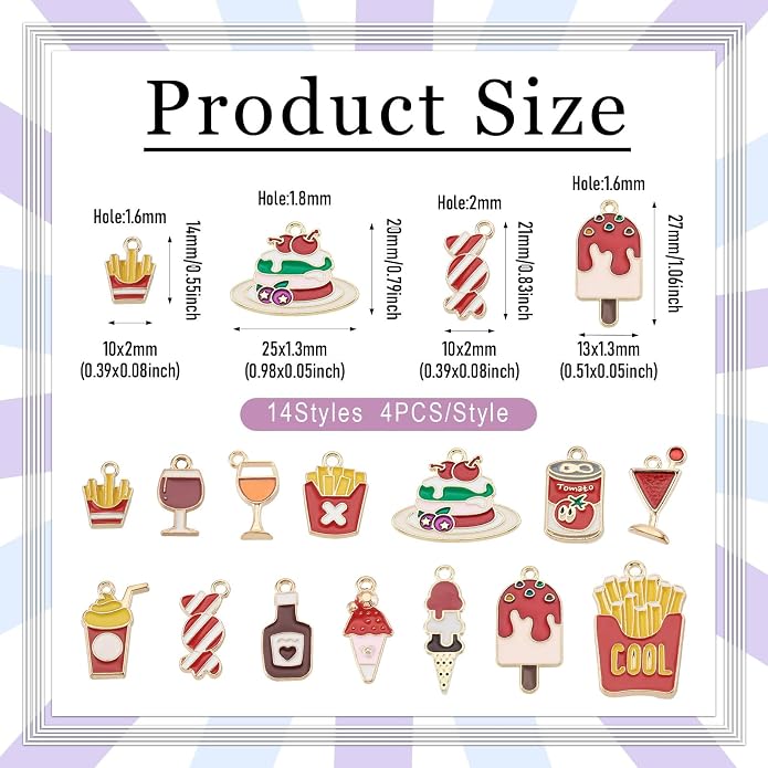Enamel Food Charms Cute Assorted Food Pendants Sweet Dessert Charms - Image 2