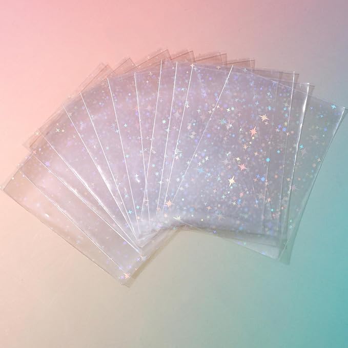Penitue 100pcs Photocard Sleeves, 9.1x6.5cm/3.58x2.56in Star-Shape Laser - Image 6